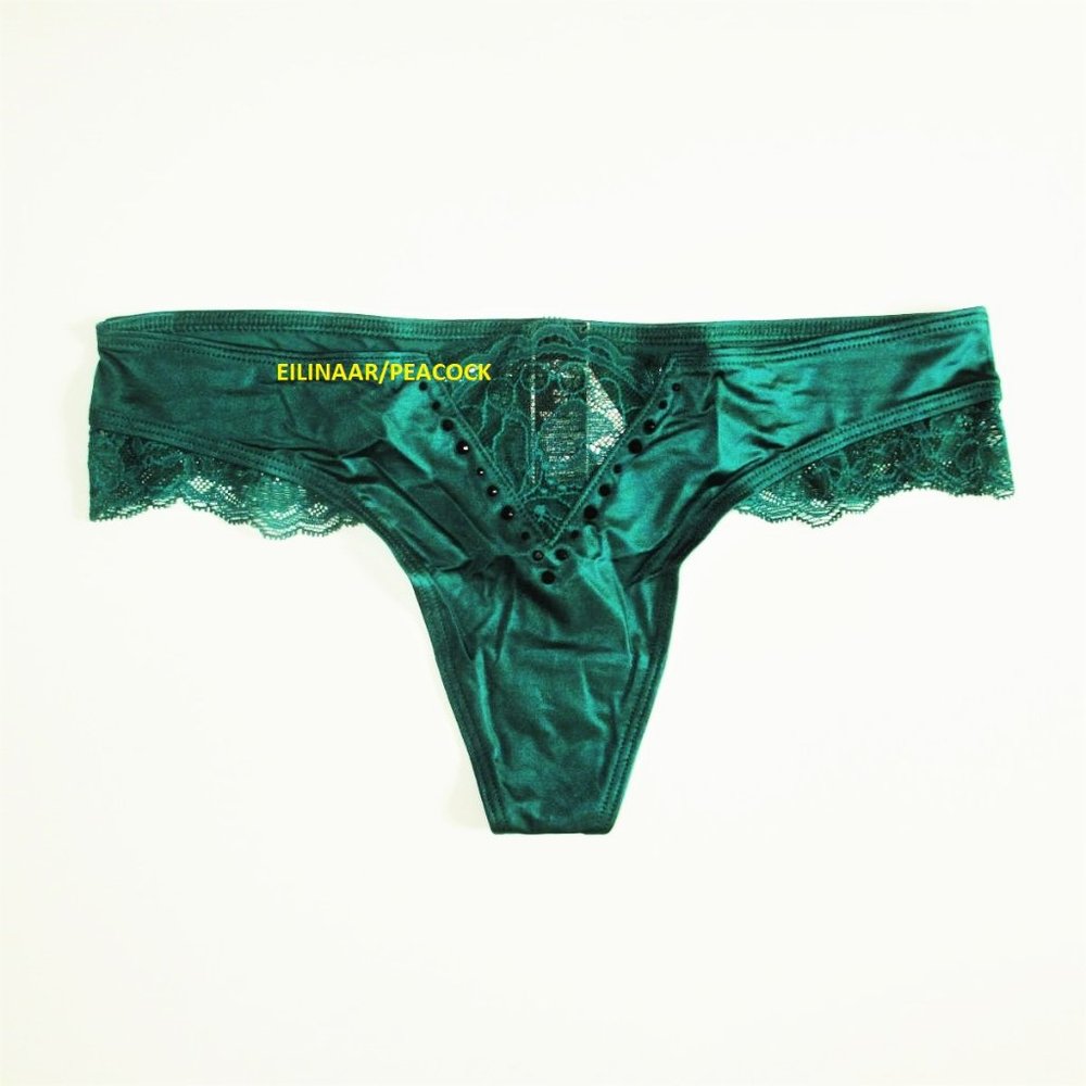 VICTORIAS SECRET Very Sexy Micro Lace Thong Panty  M Satin Crystals Smooth - Picture 4 of 10